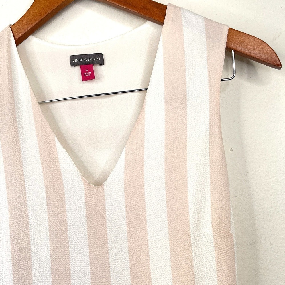 Vince Camuto Womens Sleeveless Asymmetrical Dress Size 4 Pink/White Event Spring - Picture 4 of 10